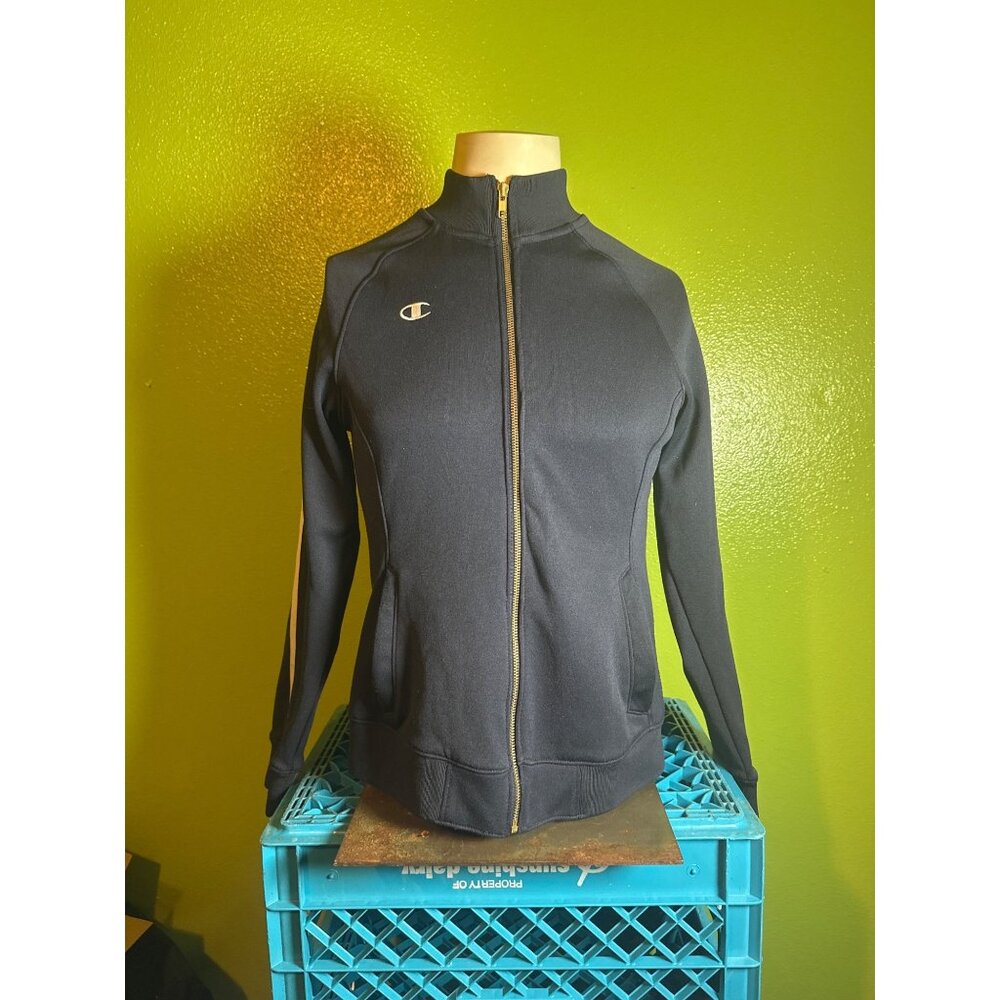 Champion Black Gold Zip Performance Track Jacket Authentic M